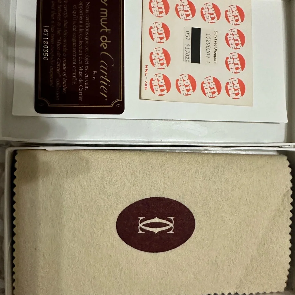 Cartier Maroon Leather Wallet with Gold Details
